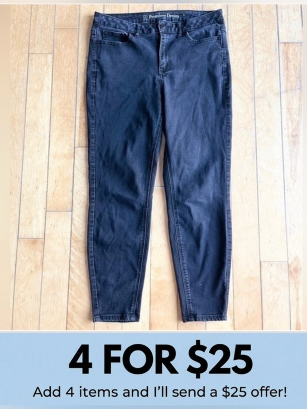 Pennington Addition Elle Charcoal Premium Denim Skinny Jeans Size 14